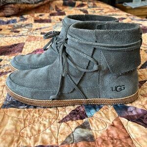 UGG Reid Slate Suede Ankle Zip Booties Size 6.5